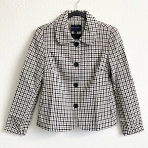 Banana Republic Factory Women’s Black & White Plaid Wool Jacket
